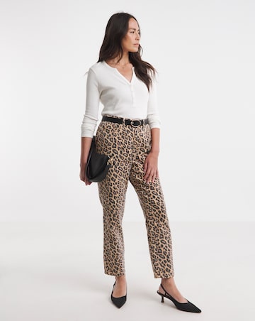 Pure Cotton Leopard Straight Leg Jean