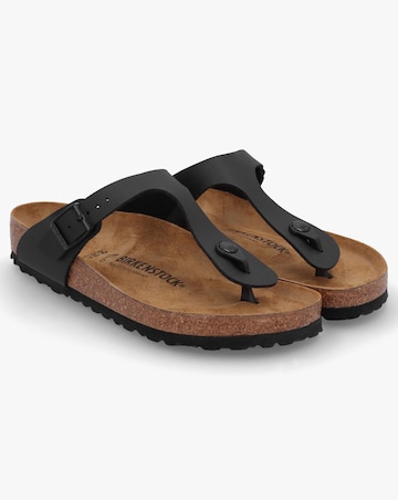 Birkenstock Gizeh Birko Flor Black Toe Post Sandals Standard Fit