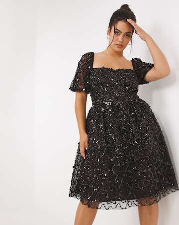 Maya Curve Sequin Party Dress | Simply Be