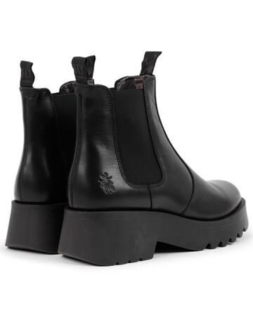 Fly London Medi Black Leather Chunky Chelsea Boots