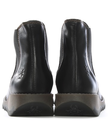 Fly London Salv Black Leather Wedge Chelsea Boots
