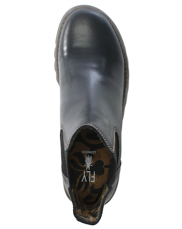 Fly London Salv Black Leather Wedge Chelsea Boots