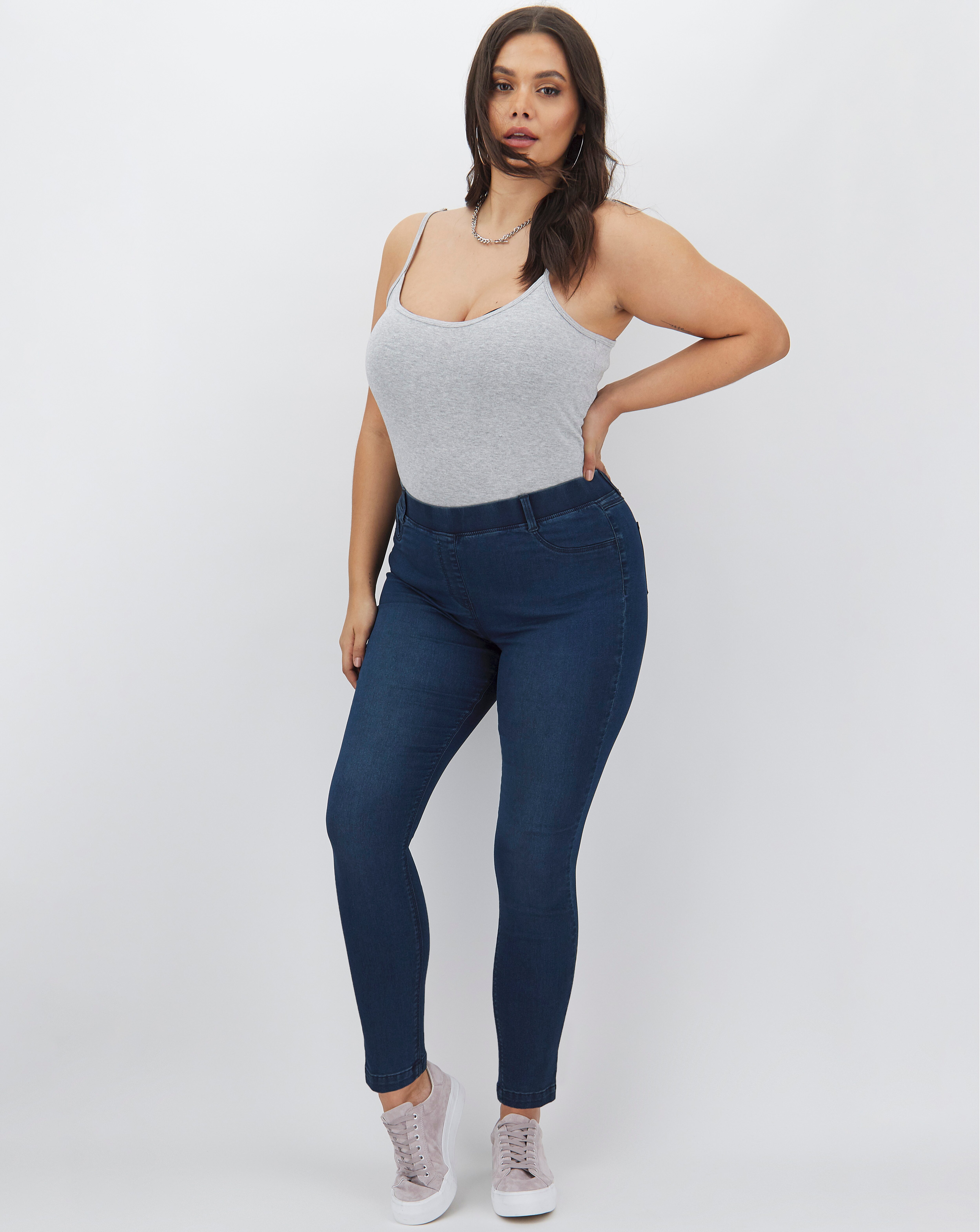 Amber Dark Indigo Pull On Skinny Jeggings
