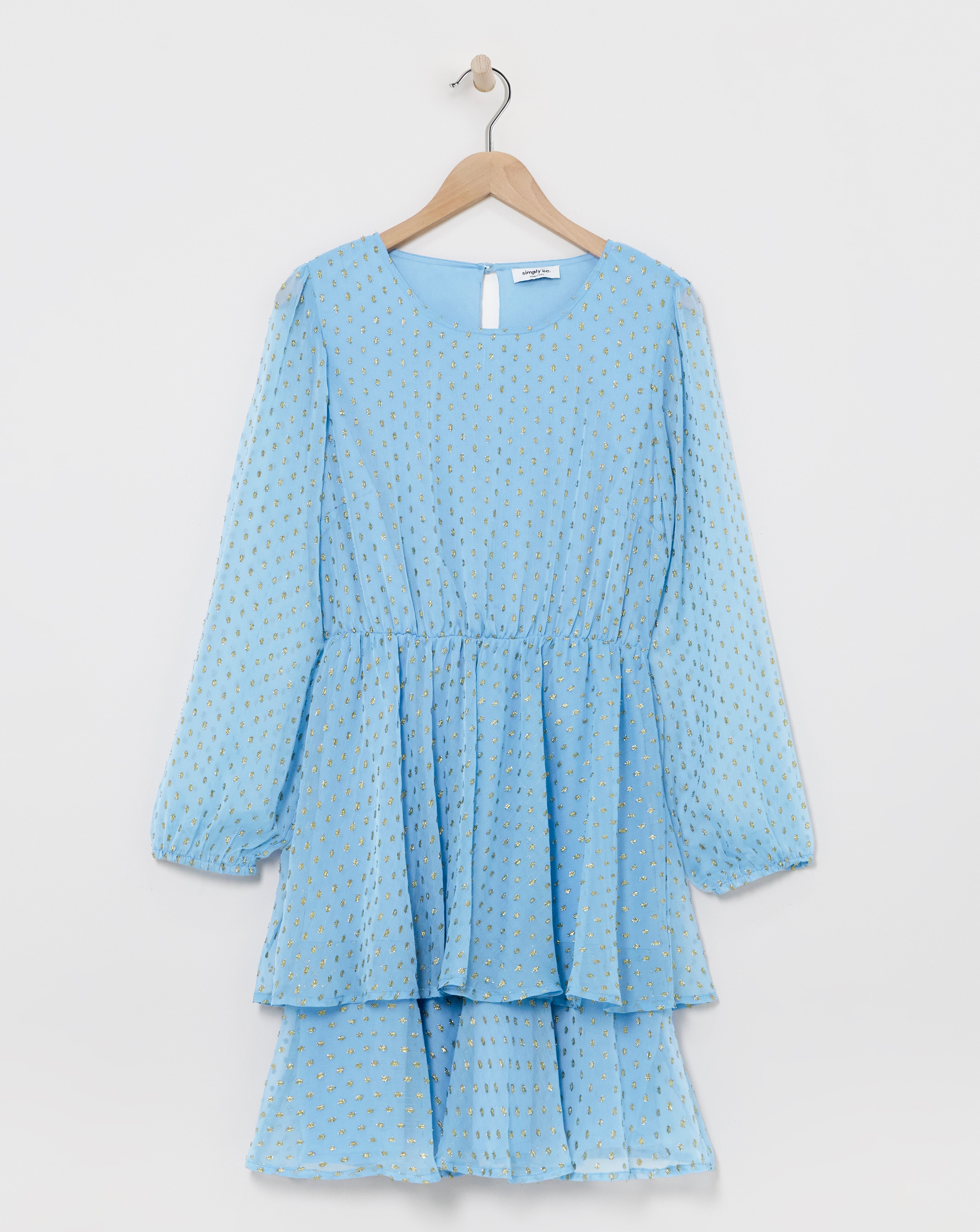 Simply Be - Women's Boutique Jacquard Tiered Skater Dress - Size 10 - Blue - 70% Polyester 30% Metallic Yarn