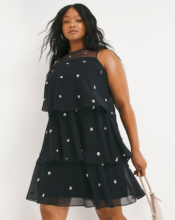 Joanna Hope Tiered Embellished Dress