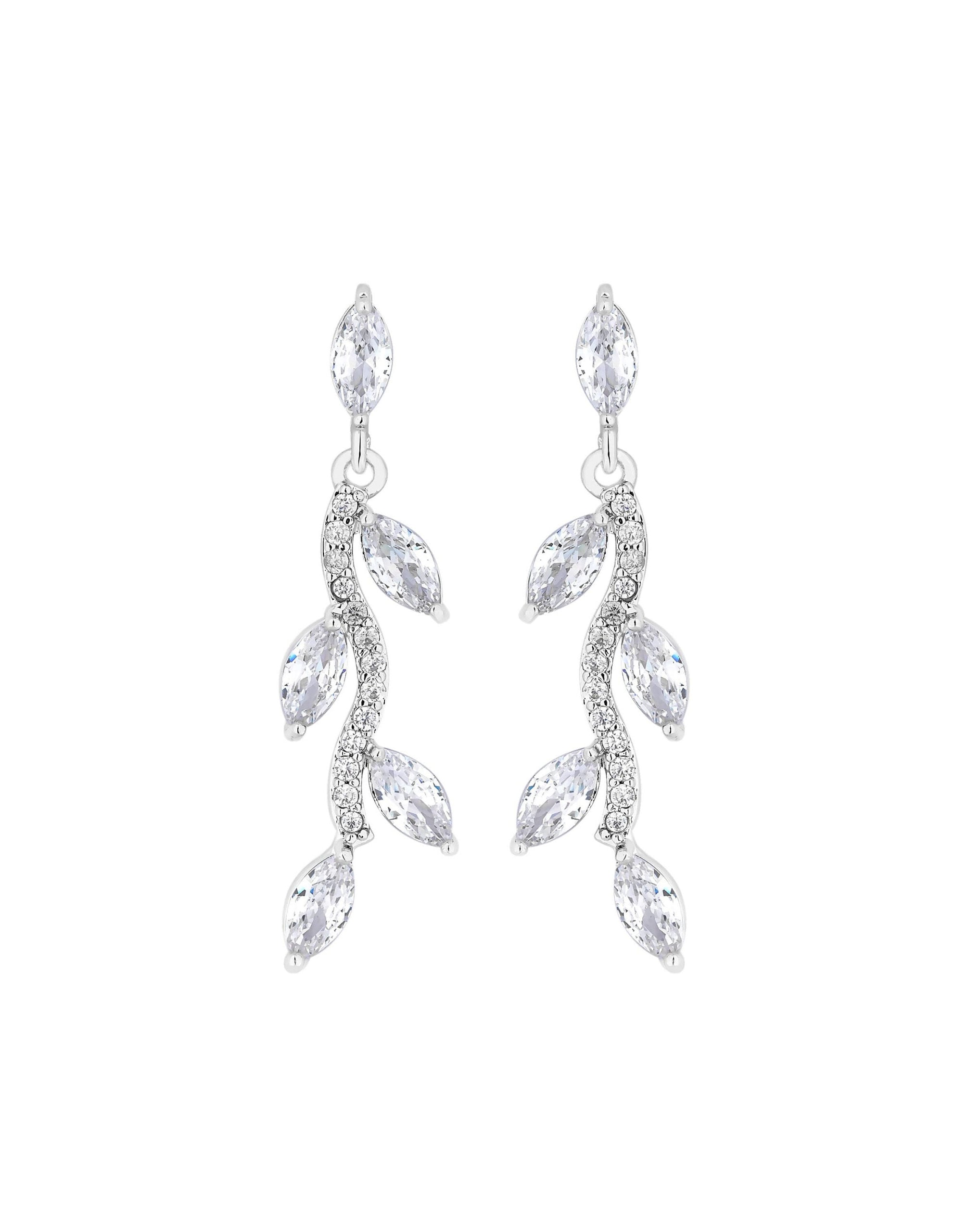 Jon Richard Pave Wave Leaf Earrings - Gift For Her