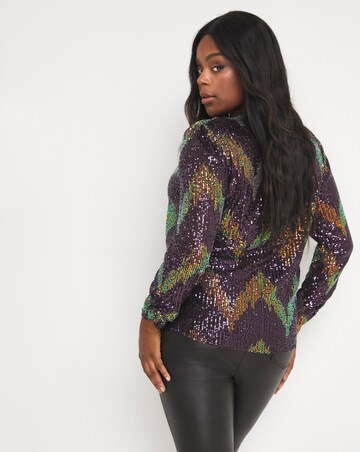 Joanna Hope Chevron Sequin Wrap Top | Simply Be
