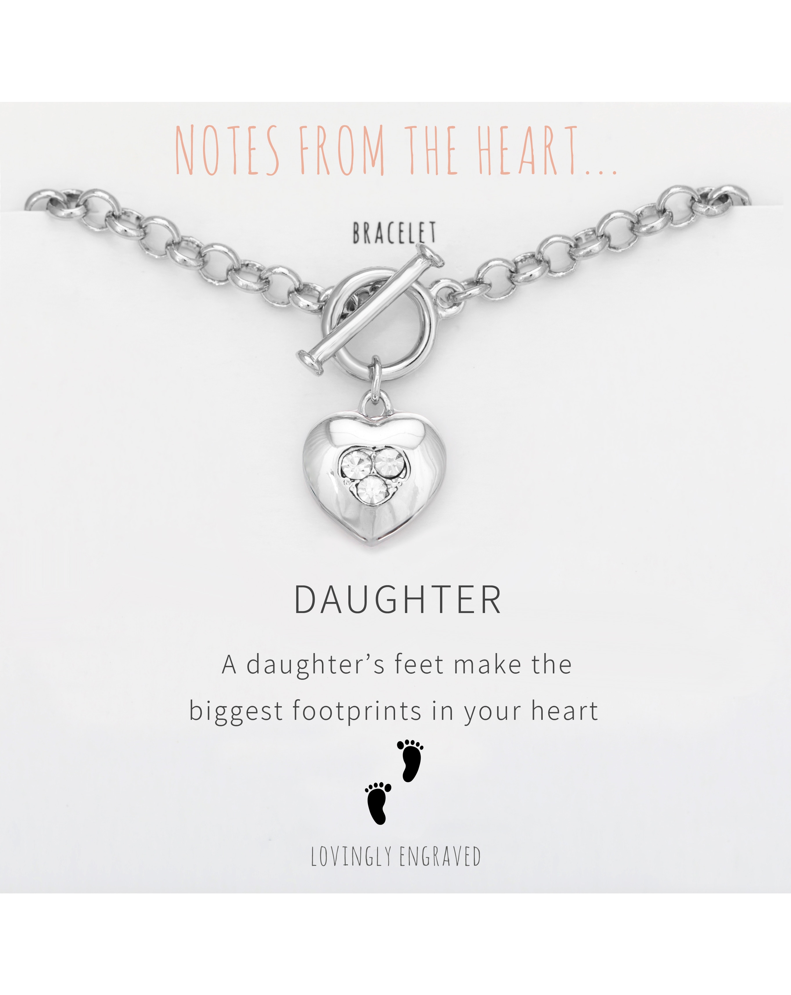 Daughter Heart T Bar Bracelet - Gift For Her