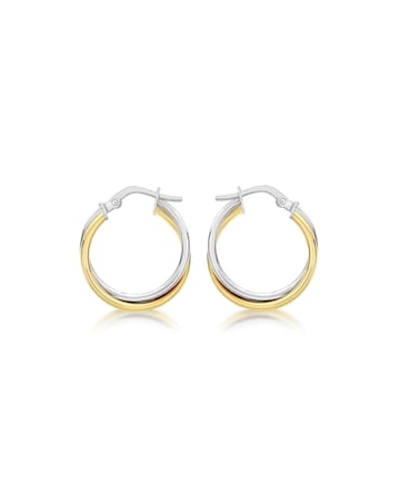 9ct Gold 2 Tone Tube Crossover Earrings
