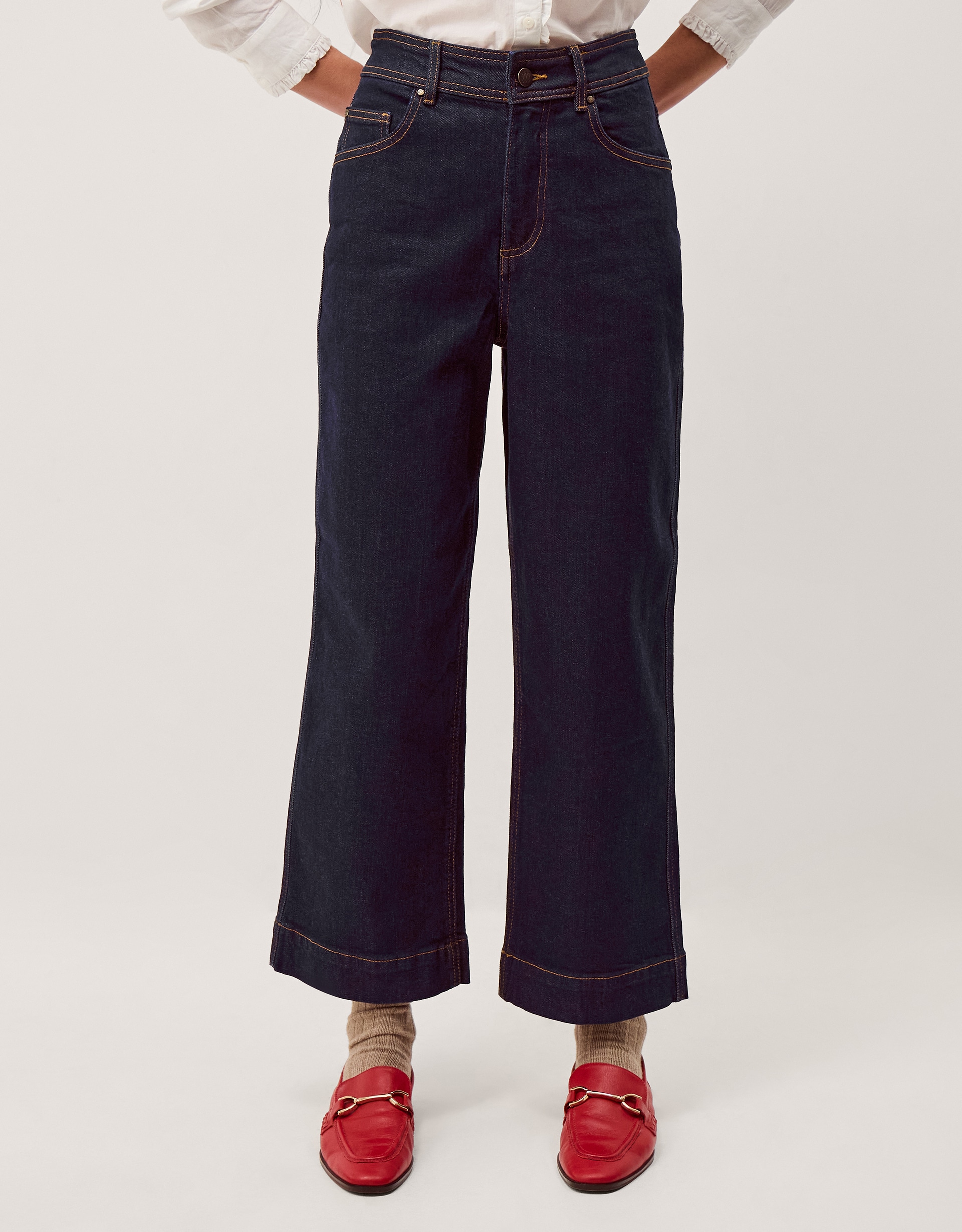 Monsoon Hallie Cropped Wide Leg Jeans