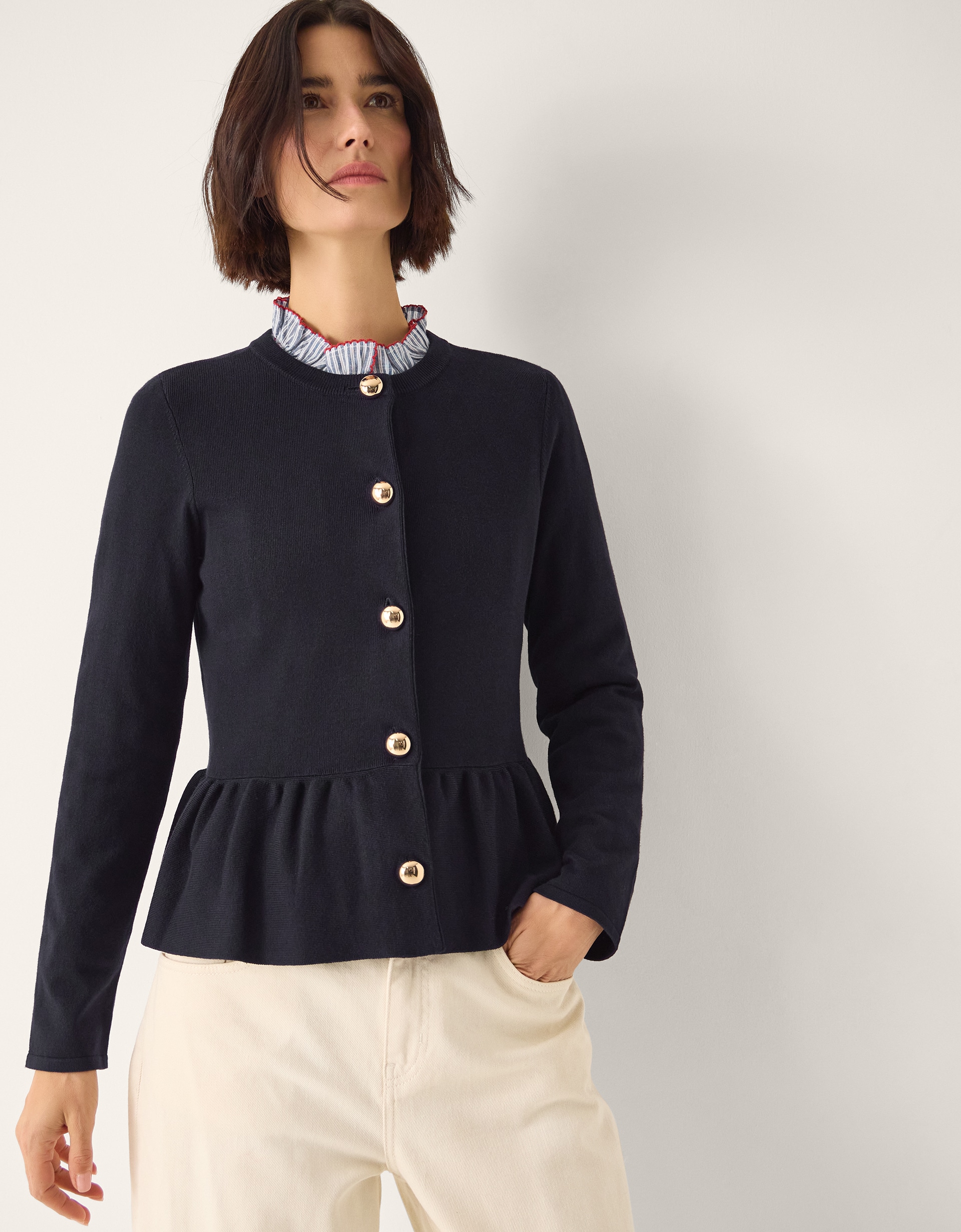 Monsoon Prune Peplum Cardigan