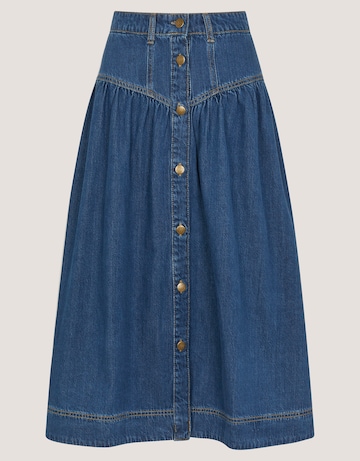 Monsoon Tamsin Button Denim Midi Skirt