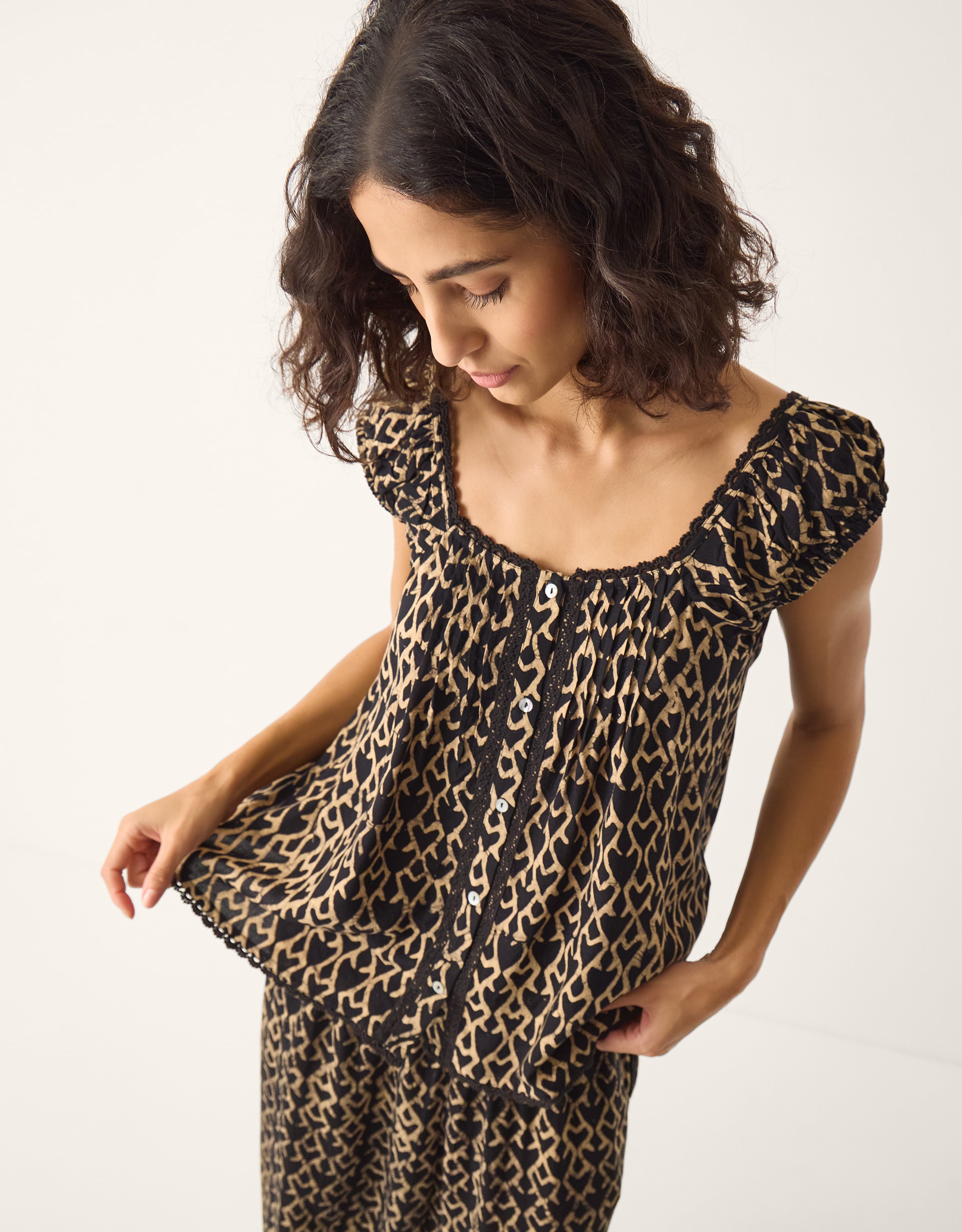 New In - Monsoon Arti Print Button Top