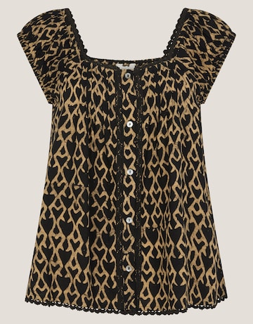 Monsoon Arti Print Button Top