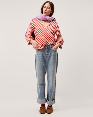 Monsoon Shayla V-Neck Stripe Jersey Top