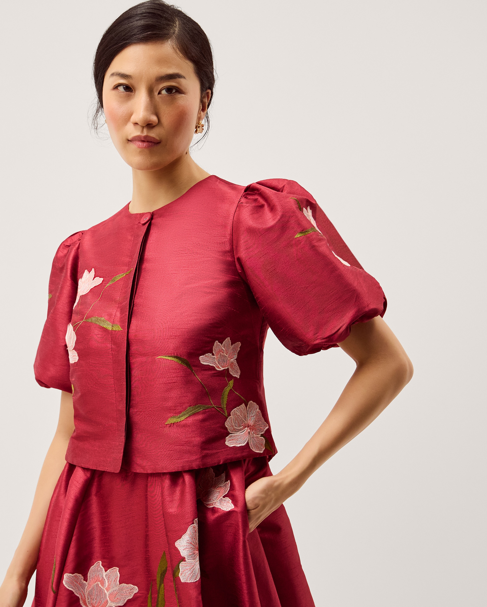 New In - Monsoon Anya Puff Sleeve Floral Jacket