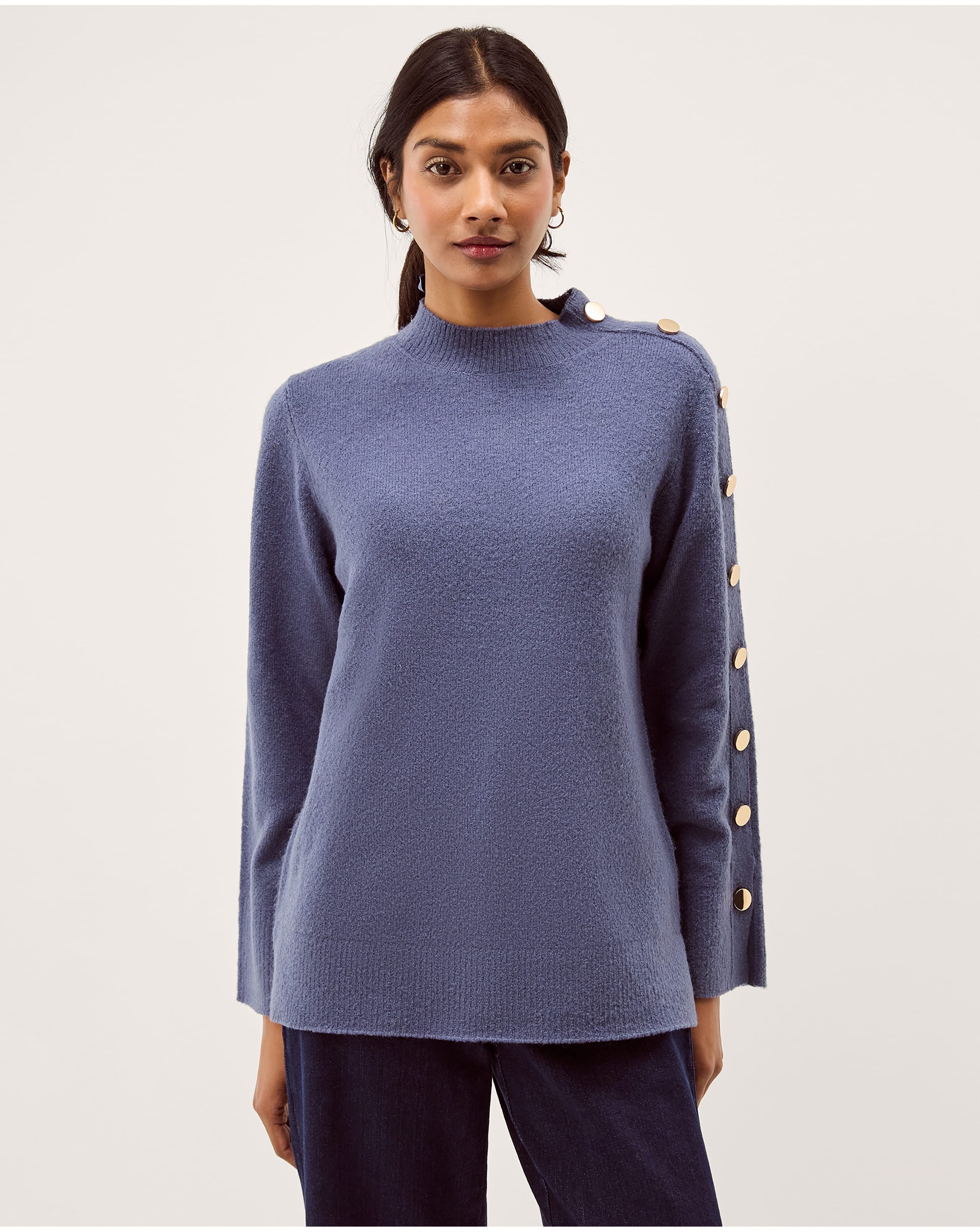 New In - Monsoon Breda Funnel Neck Button Jumper