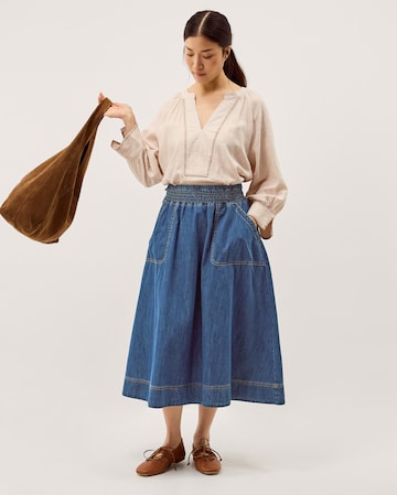 Monsoon Sophie Shirred Denim Midi Skirt