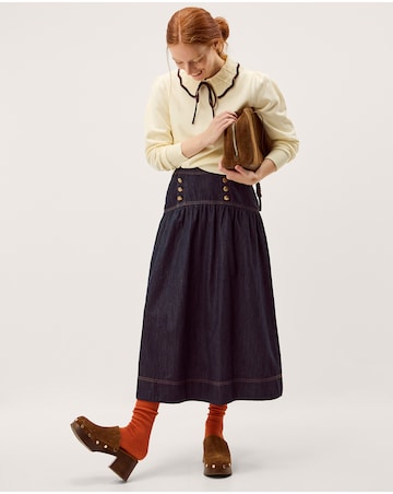 Monsoon Lucy Button Denim Midi Skirt