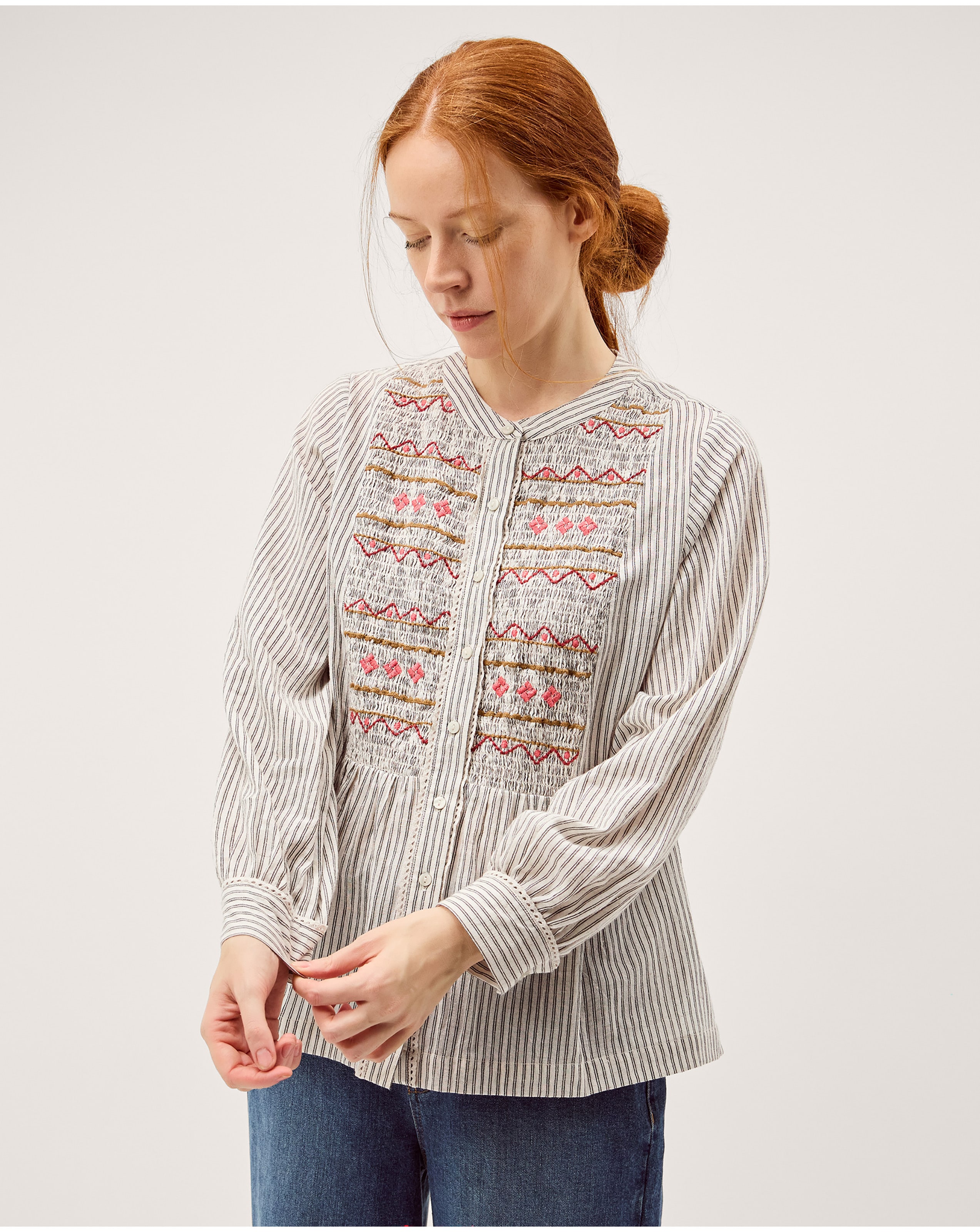 New In - Monsoon Hettie Shirred Stripe Shirt
