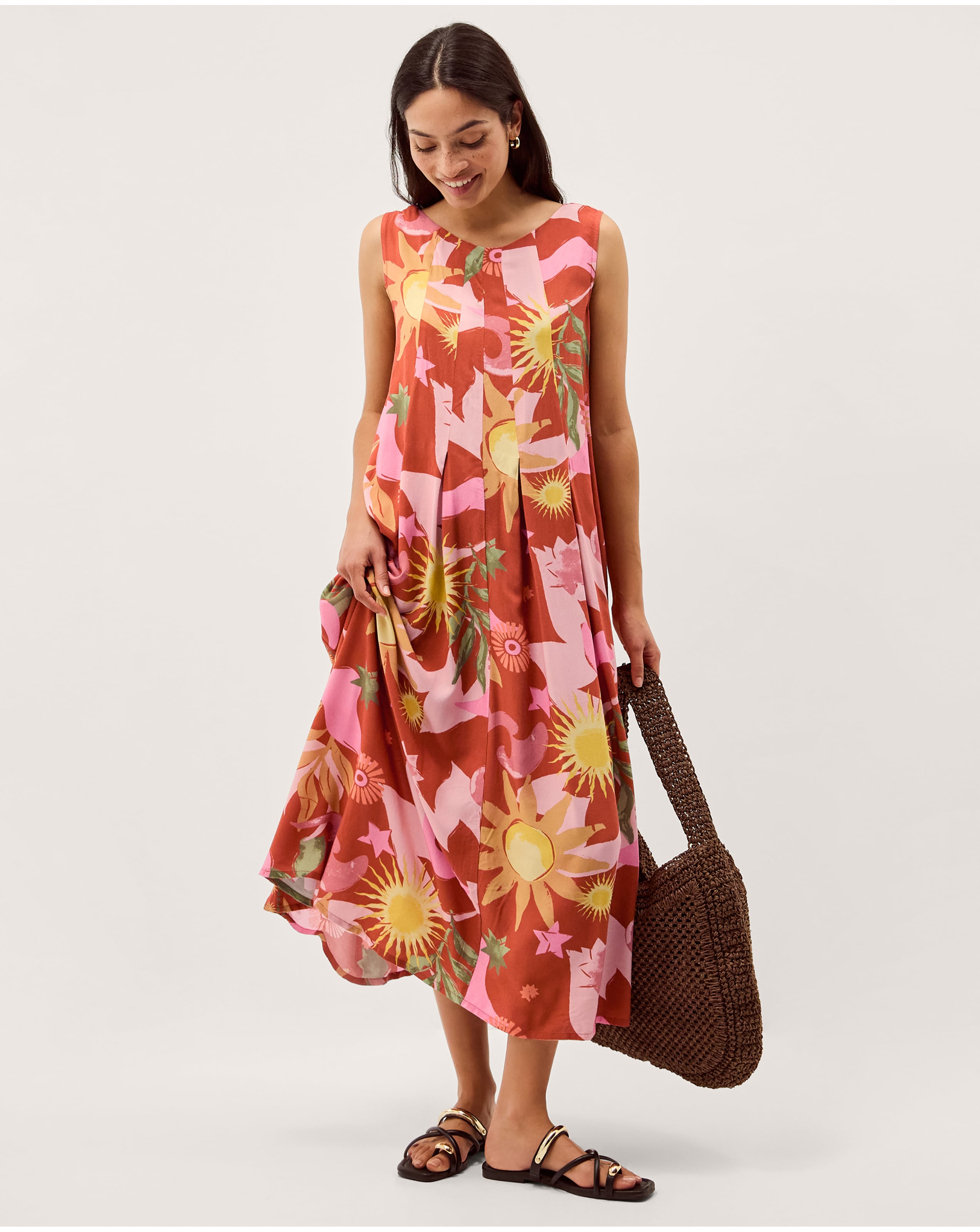 New In - Monsoon Anissa Print Pleated Midi Dress