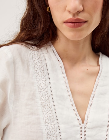 Monsoon Jayla V-Neck Lace Linen Blouse