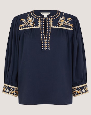 Monsoon Emi Embroidered Jersey Top