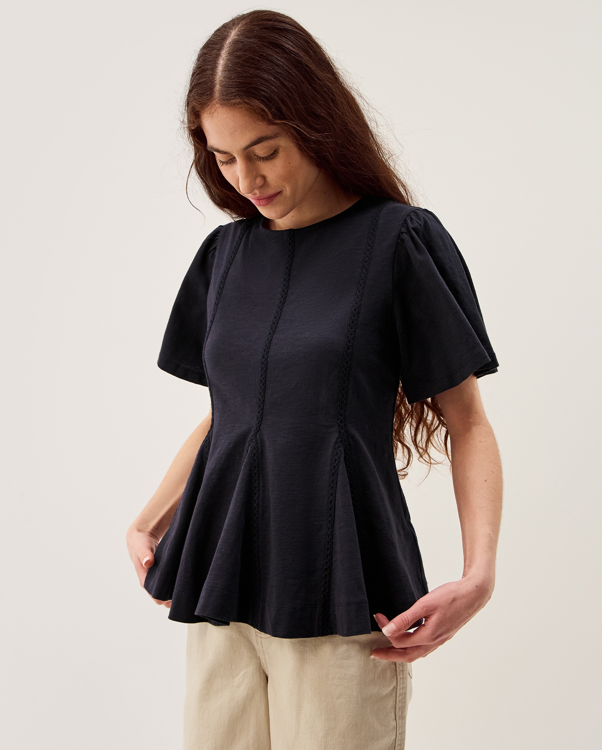 New In - Monsoon Tate Lace Trim Jersey T-Shirt