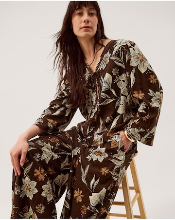 Monsoon Esther Floral Linen Blend Top