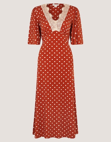 Monsoon Peri Polka Dot Jersey Midi Dress