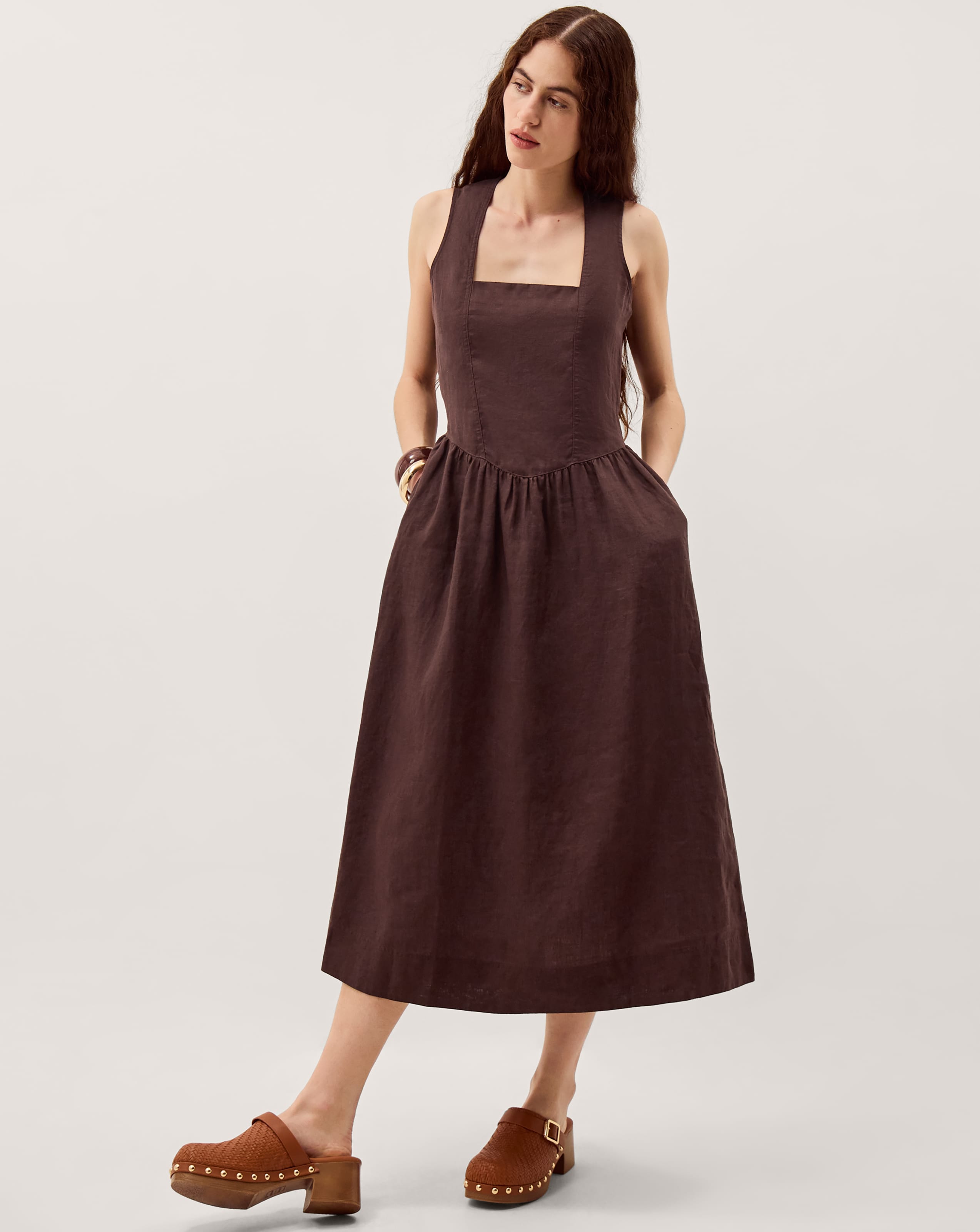 New In - Monsoon Lily Square Neck Midi Dress
