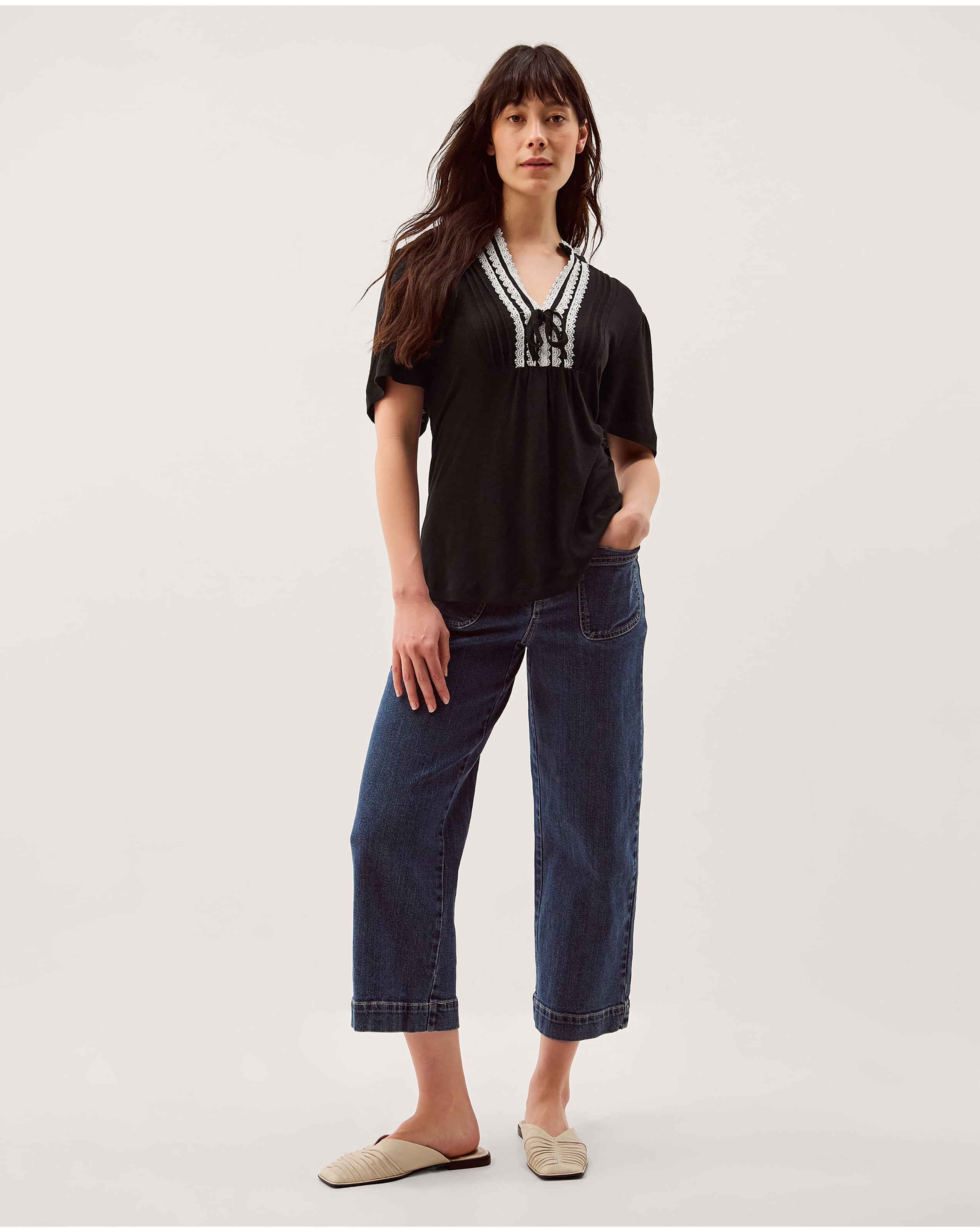 New In - Monsoon Lucia Lace Linen Blend T-Shirt