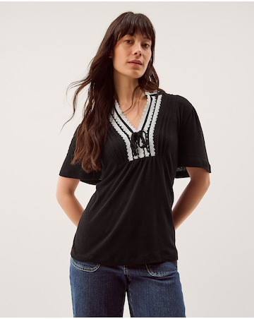 Monsoon Lucia Lace Linen Blend T-Shirt