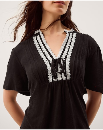 Monsoon Lucia Lace Linen Blend T-Shirt