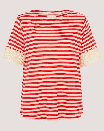 Monsoon Sasha Stripe Linen Blend T-Shirt