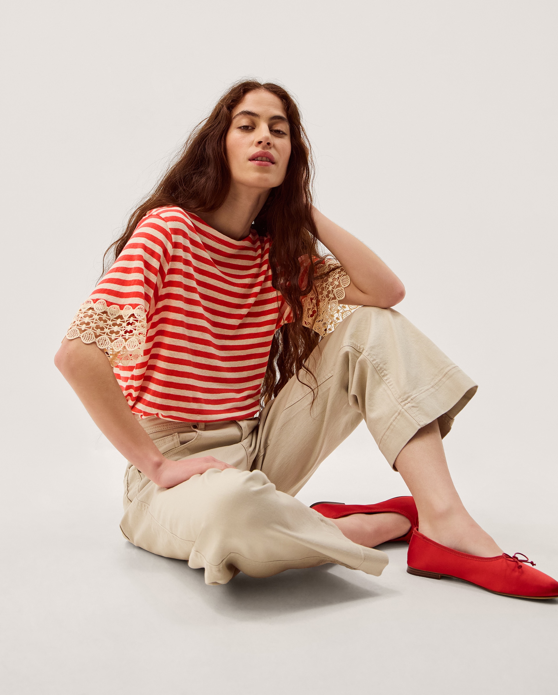 New In - Monsoon Sasha Stripe Linen Blend T-Shirt