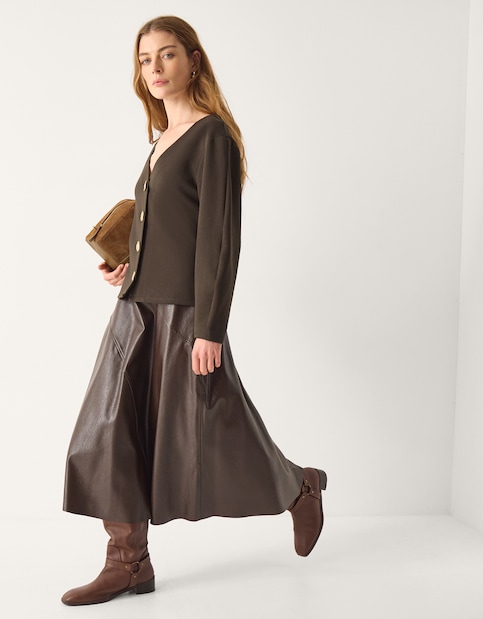 Monsoon Perna V-Neck Button Jersey Top