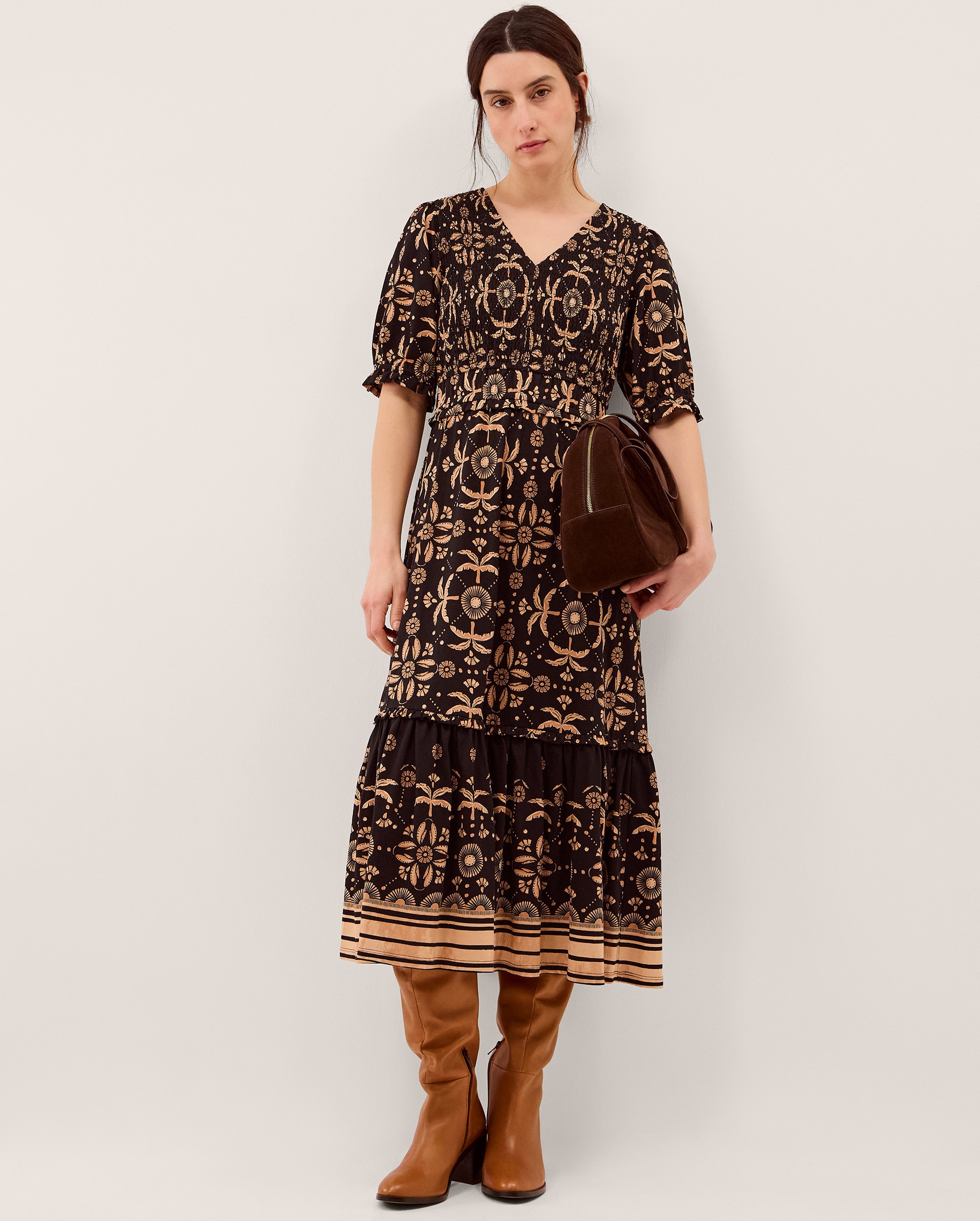 New In - Monsoon Thalia Print Jersey Midi Dress