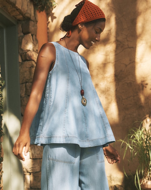 Monsoon Daria Swing Chambray Tank Top