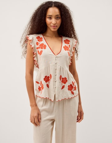 Monsoon Rhea Embroidered Linen Blend Top