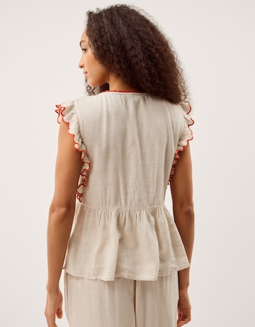 Monsoon Rhea Embroidered Linen Blend Top