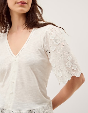 Monsoon Freya V-Neck Floral Broderie Top