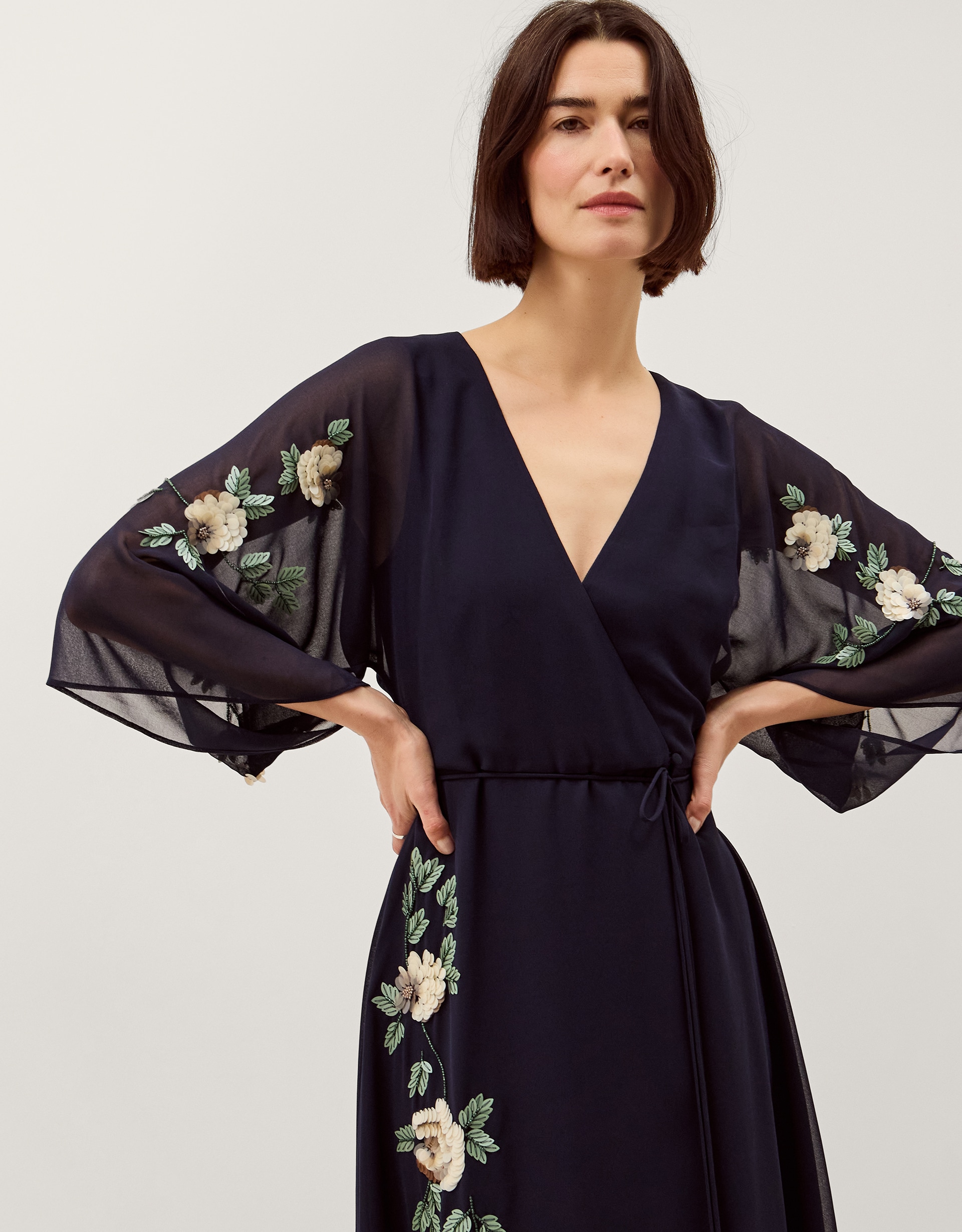 Monsoon Clara Floral Midi Wrap Dress