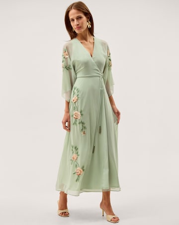 Monsoon Clara Floral Midi Wrap Dress