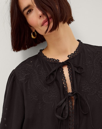 Monsoon Cindy Embroidered Tie Front Top