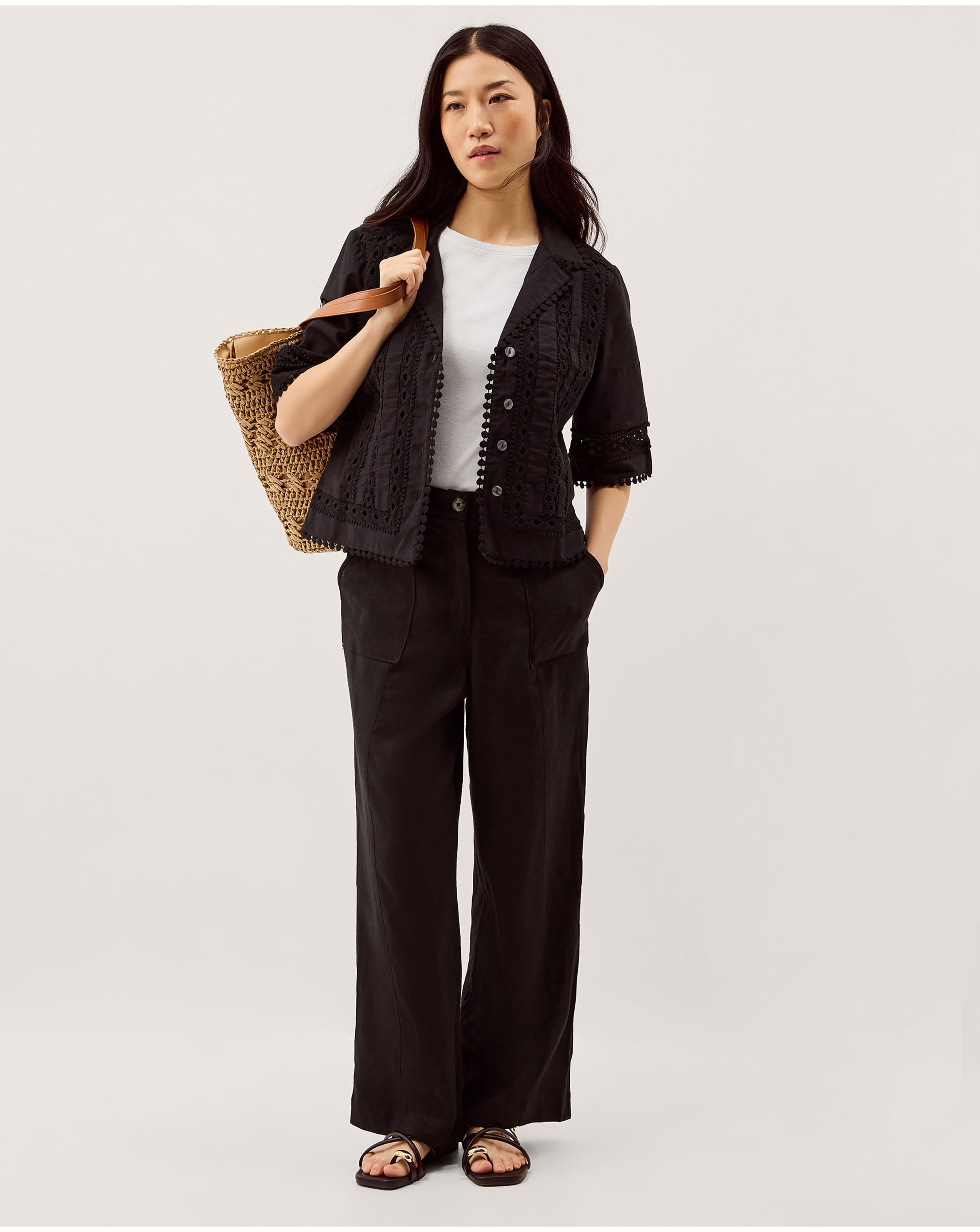 New In - Monsoon Jolie Straight Linen Trousers