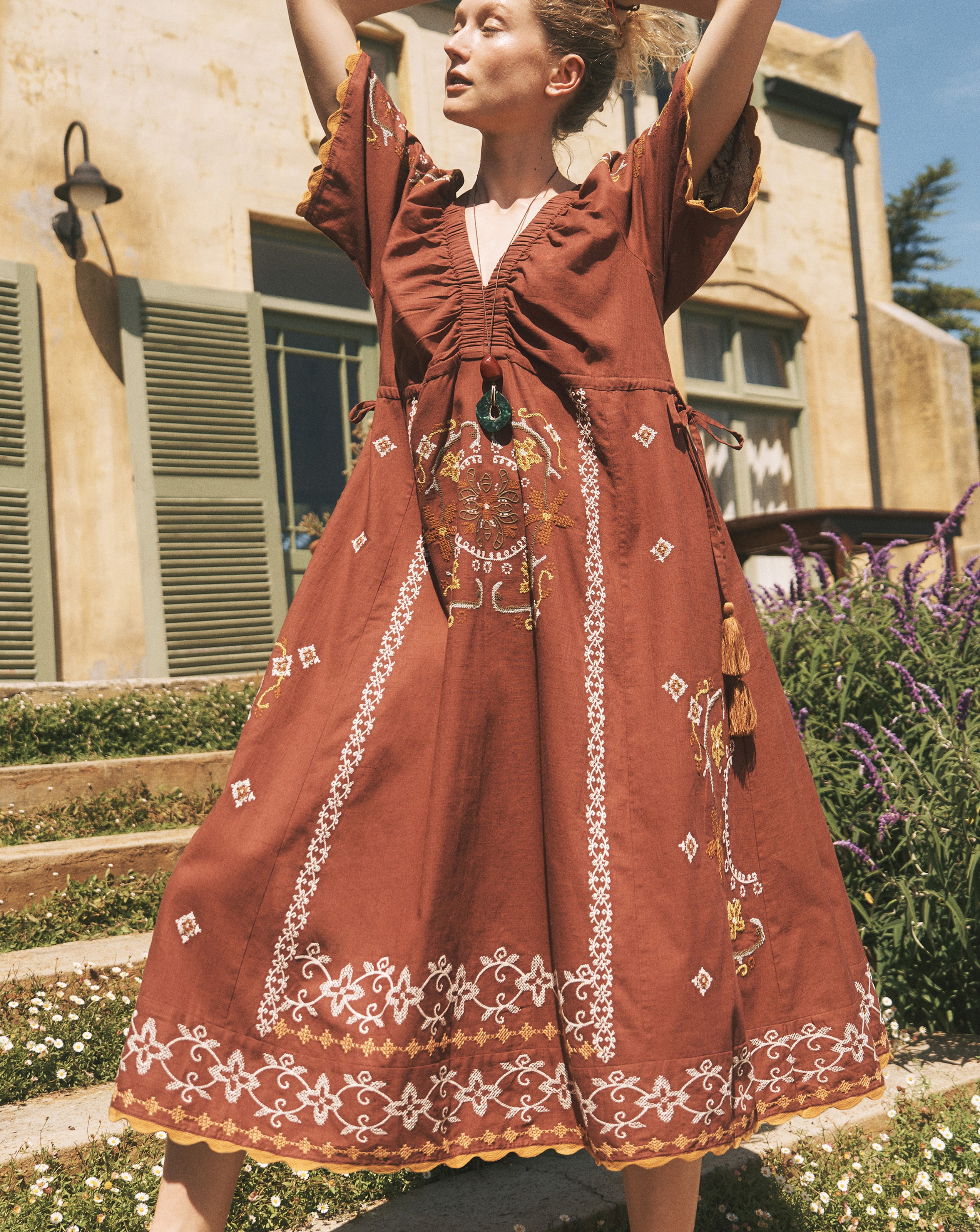 Monsoon Greta Embroidered Midi Dress