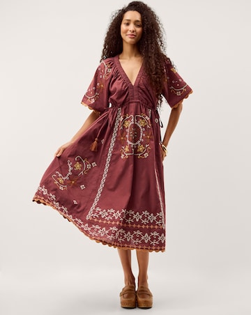 Monsoon Greta Embroidered Midi Dress