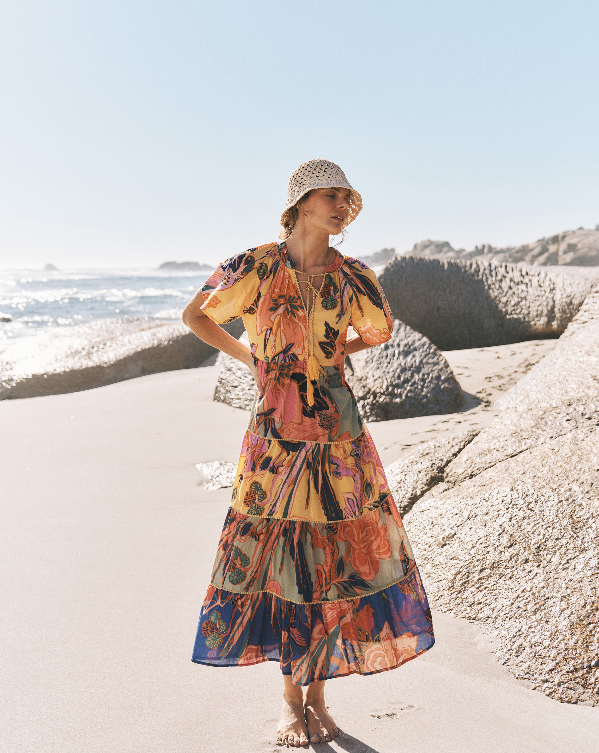 Monsoon Carmen Floral Tiered Midi Dress