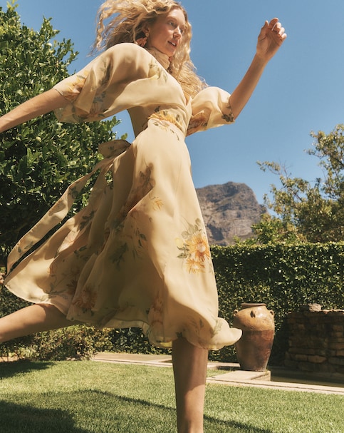 Monsoon Sukhi Sunflower Midi Wrap Dress